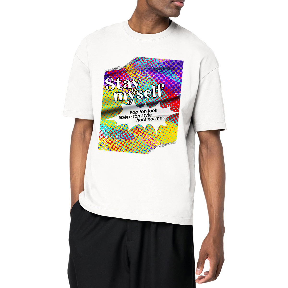Image front T-shirt Oversize - Stay myself 2.0