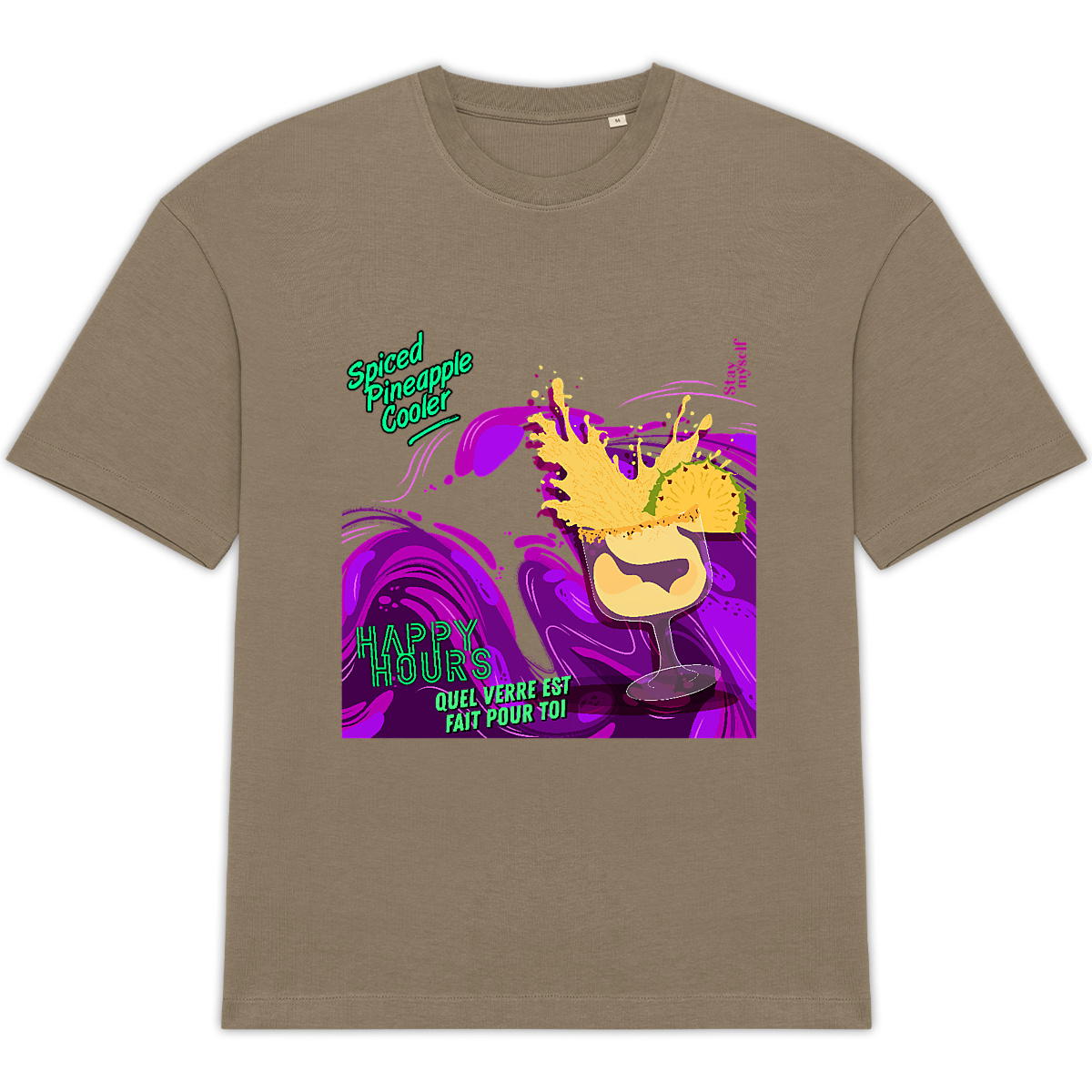 Image back T-shirt Oversize - Happy Hours Mocktails - Spiced Pineapple Cooler