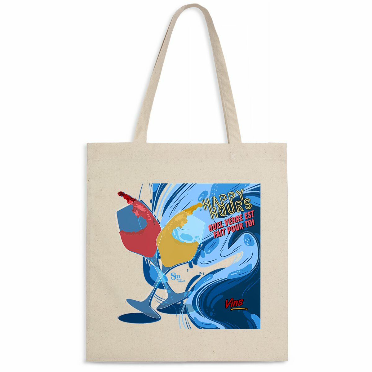 Image back Tote-bag léger - Happy Hours - Vins