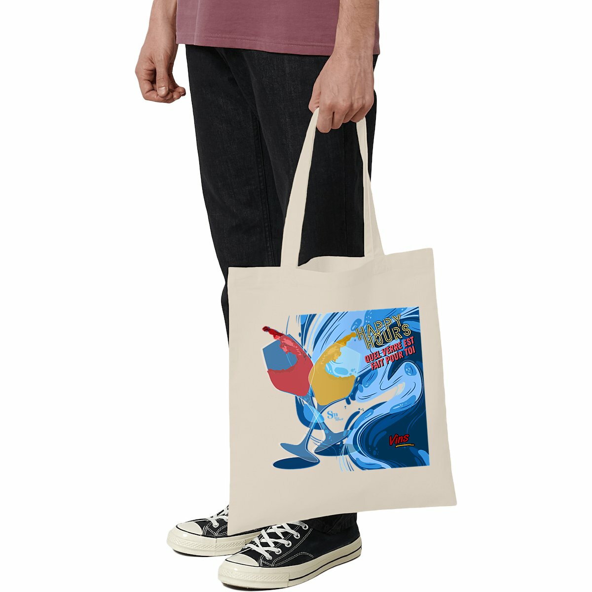 Image front Tote-bag léger - Happy Hours - Vins