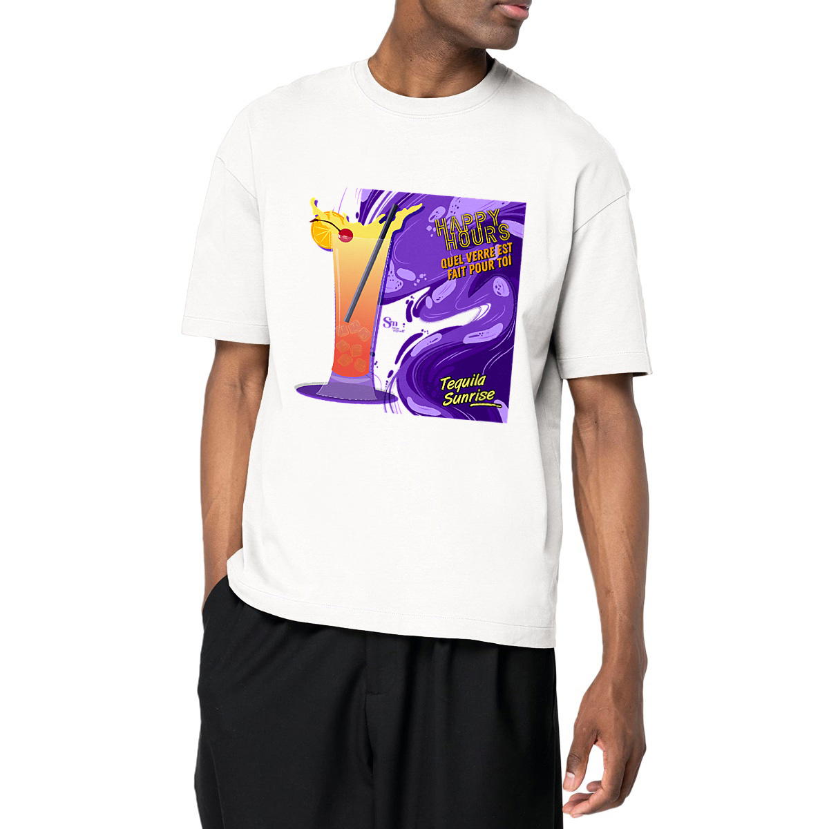 Image front T-shirt Oversize - Happy Hours - Tequila Sunrise