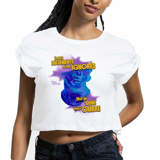 Image front Crop Top - STATUER no excuses - Shine Only