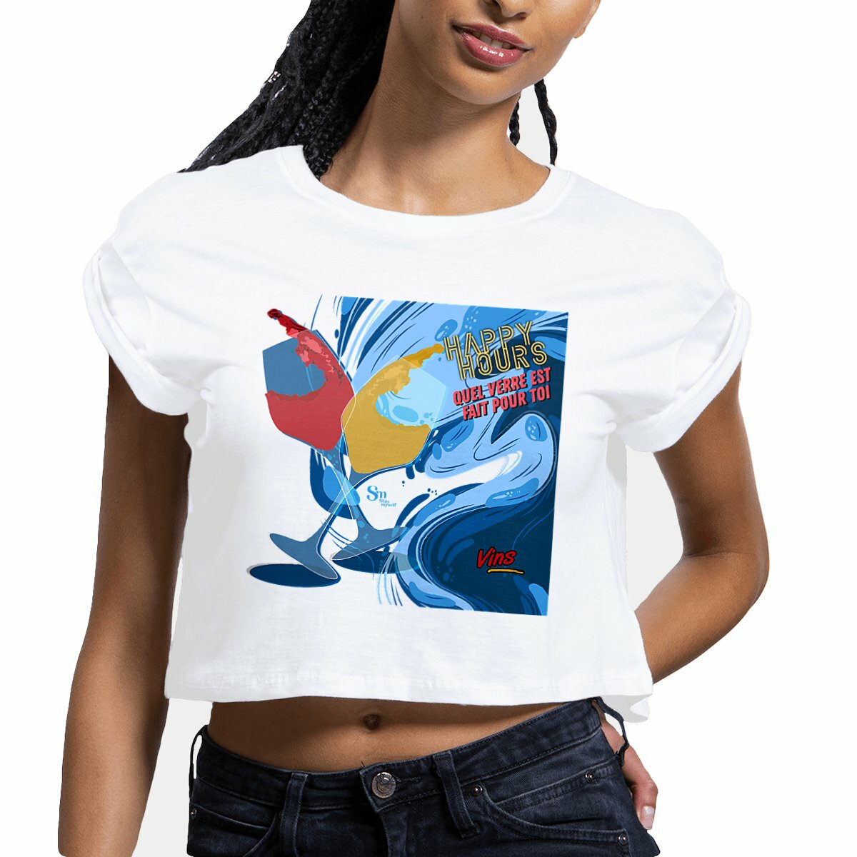 Image front Crop Top - Happy Hours - Vins