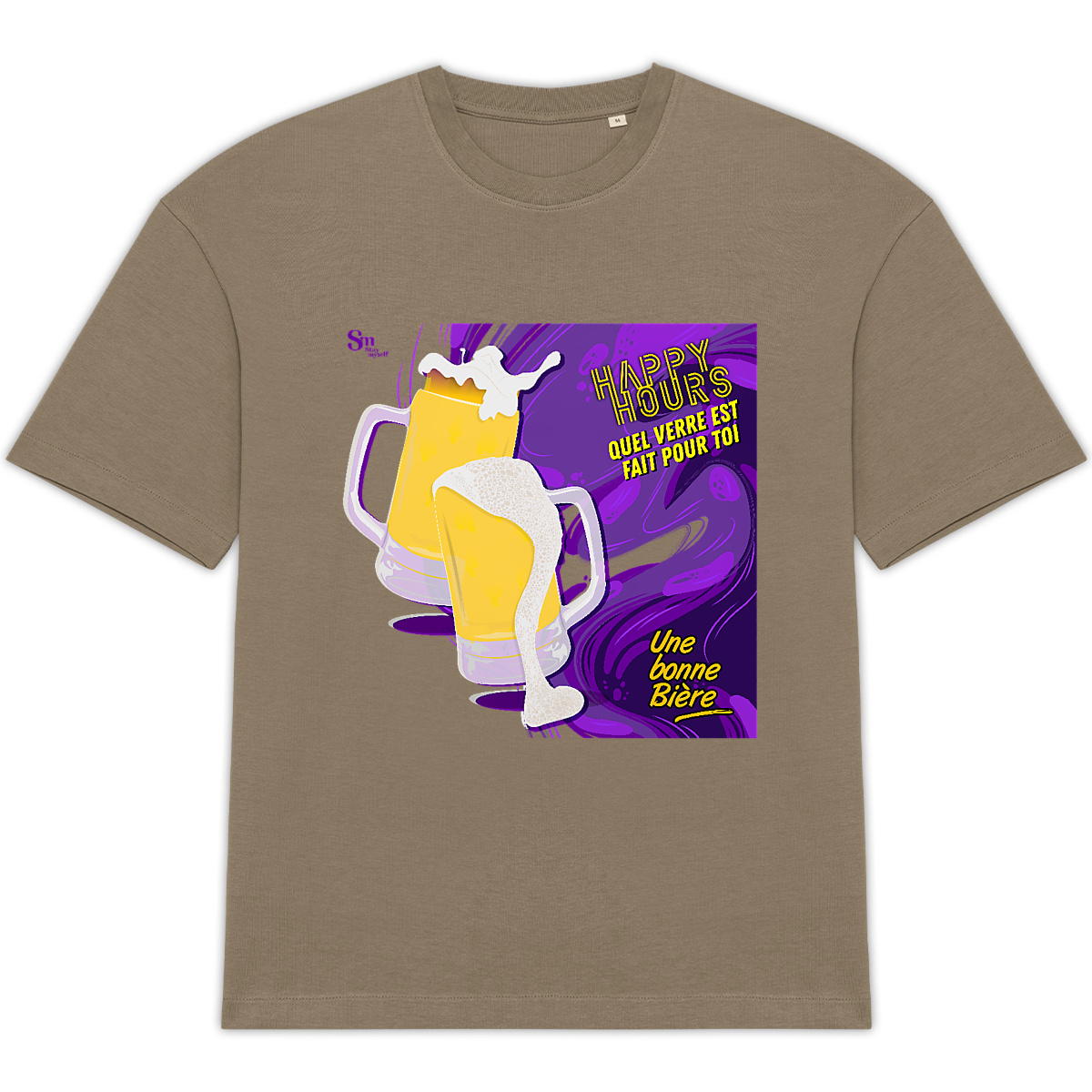 Image back T-shirt Oversize - Happy Hours - Bière