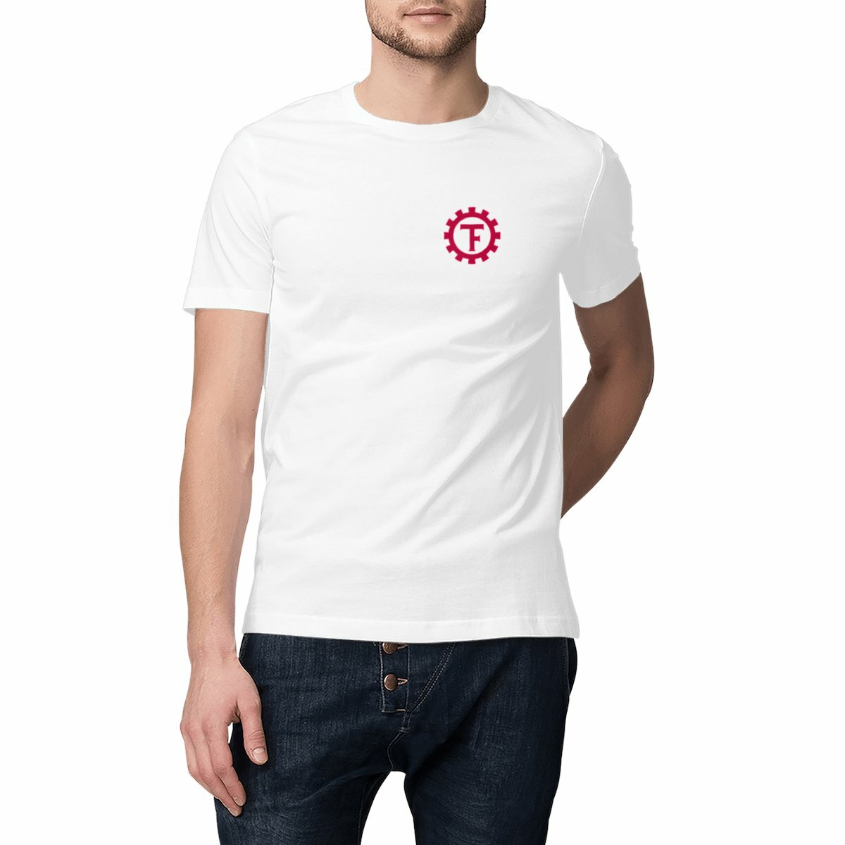 Image front T(F)-skjorta med litet tryck (röd logo)
