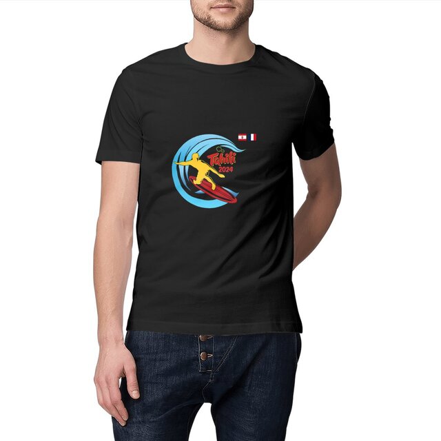 Image front 2024 Surf Tahiti Homme Teahupoo T-shirt Unisexe épais Premium Plus