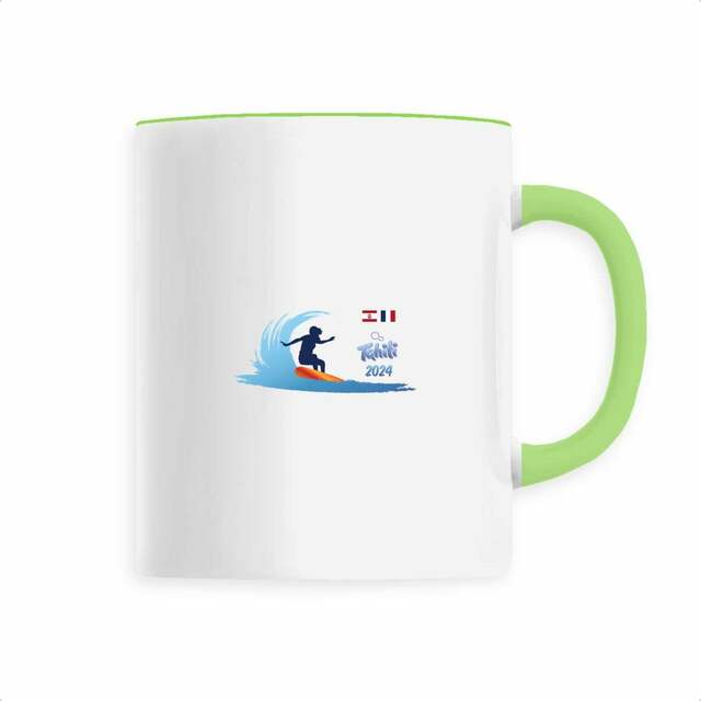 Image back Mug céramique surf Tahiti 2024 Teahupoo surfeuse