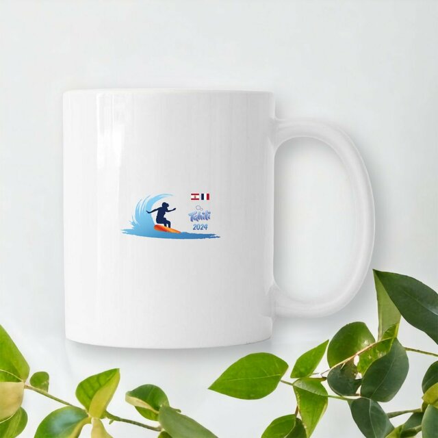 Image front Mug céramique surf Tahiti 2024 Teahupoo surfeuse