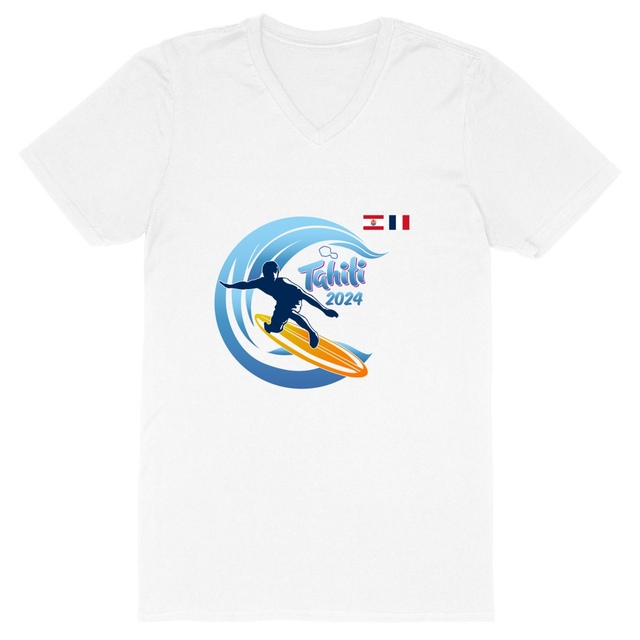Image back 2024 Surf Tahiti Teahupoo T-shirt Homme Col V Change