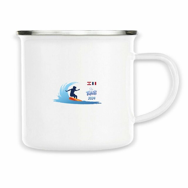 Image back Mug métal surf Tahiti 2024 Teahupoo surfeuse