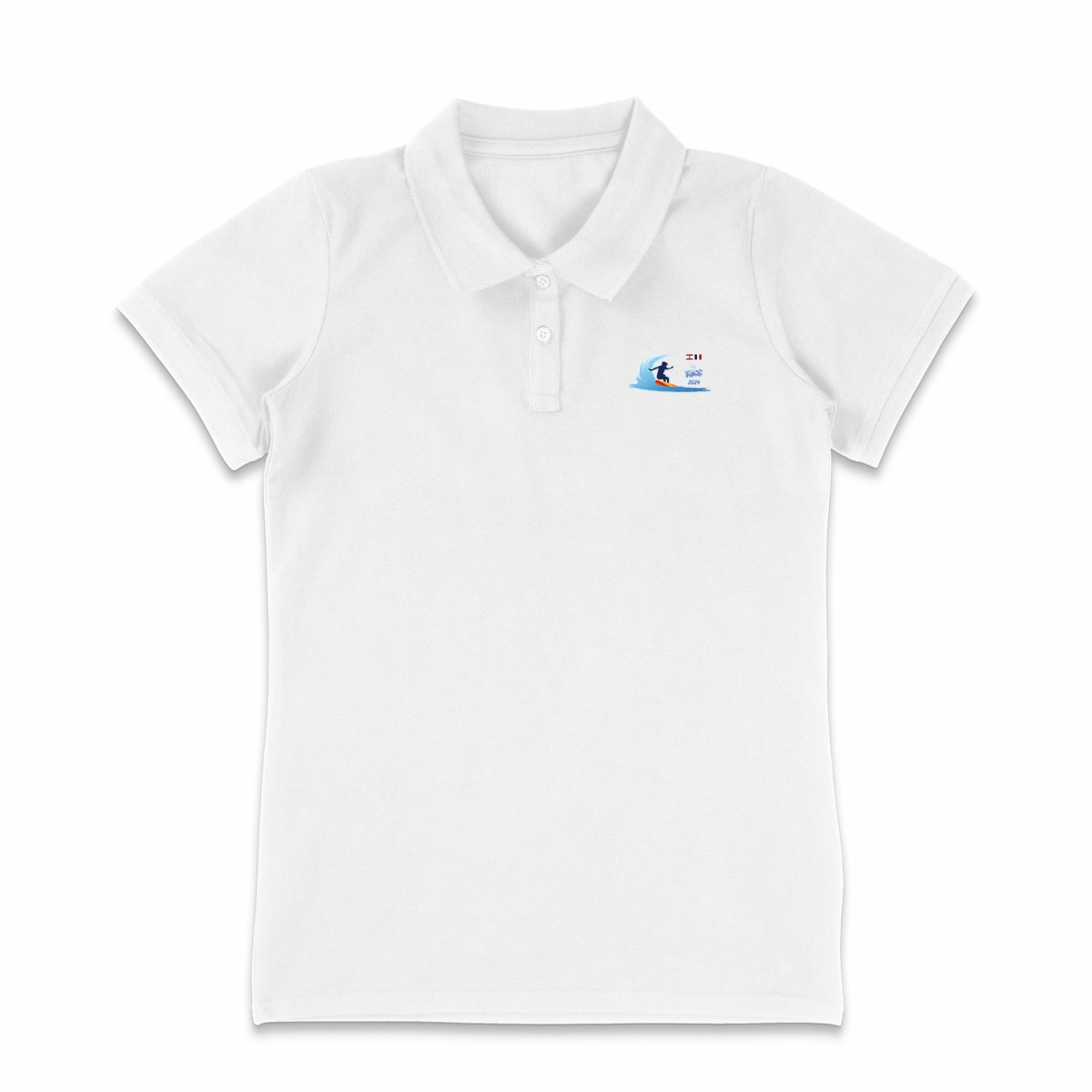 Image back Polo Femme clair Surf Tahiti 2024 Teahupoo surfeuse épais Premium Plus