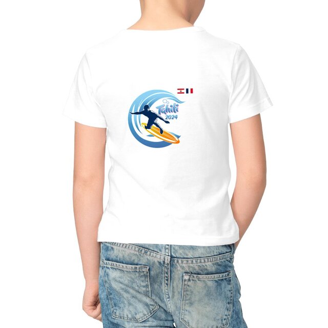 Image front T-shirt Enfant Premium Plus surf Tahiti 2024 Teahupoo surfeur