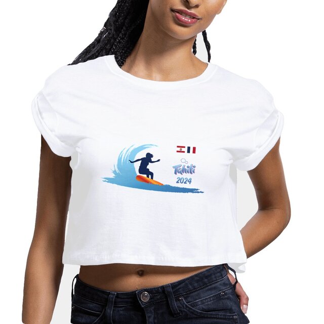 Image front 2024 Surf TAHITI Teahupoo Crop top Femme Premium Plus