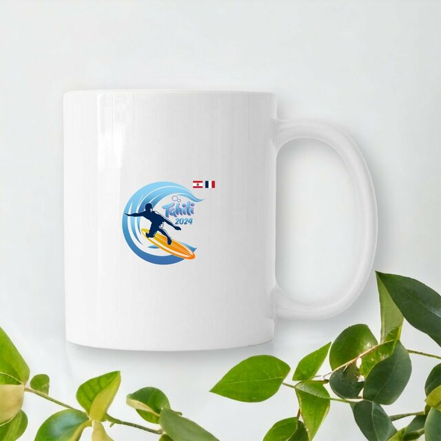 Image front Mug céramique surf Tahiti 2024 Teahupoo surfeur