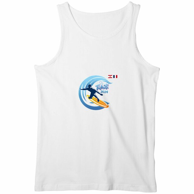 Image back T-Shirt Débardeur blanc surf Tahiti 2024 Teahupoo Homme