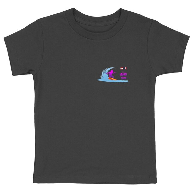 Image back Tahiti 2024 Surf Teahupoo T-shirt Enfant Premium Plus surfeuse - noir