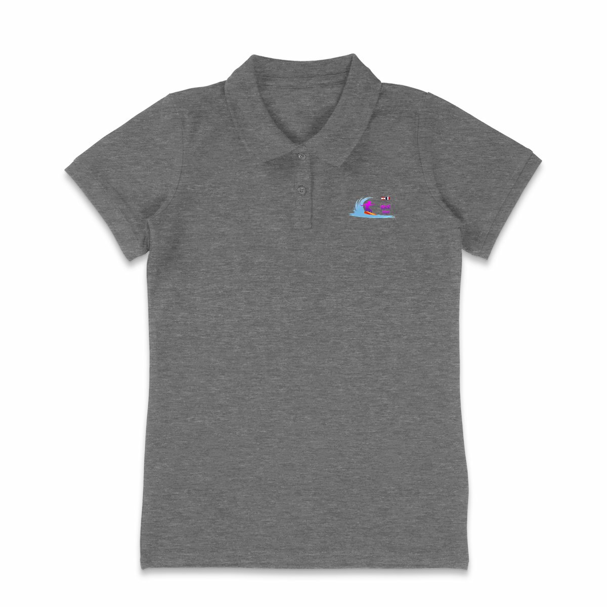 Image back Polo Femme foncé Surf Tahiti 2024 Teahupoo surfeuse épais Premium Plus