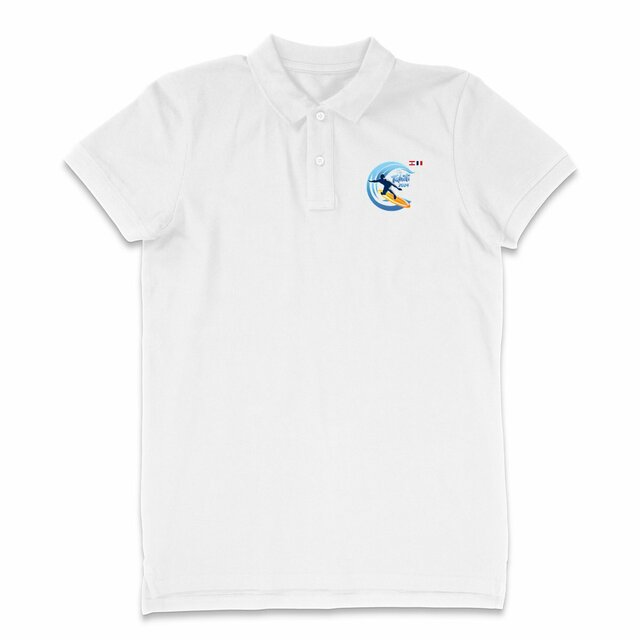 Image back Polo Homme clair Surf Tahiti 2024 Teahupoo surfeur épais Premium Plus