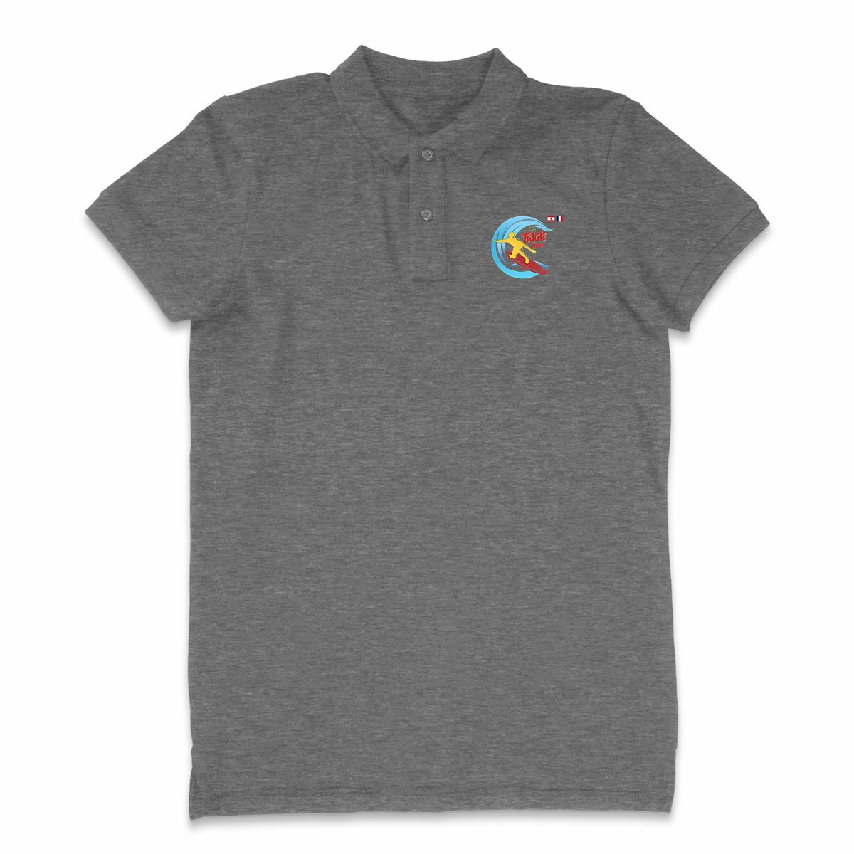 Image back Polo Homme foncé Surf Tahiti 2024 Teahupoo surfeur épais Premium Plus Homme Femme