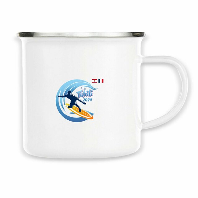 Image back Mug métal surf Tahiti 2024 Teahupoo surfeur