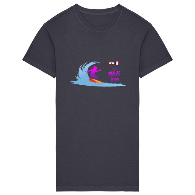 Image back 2024 Surf Tahiti Teahupoo Robe T-shirt Femme Premium Plus