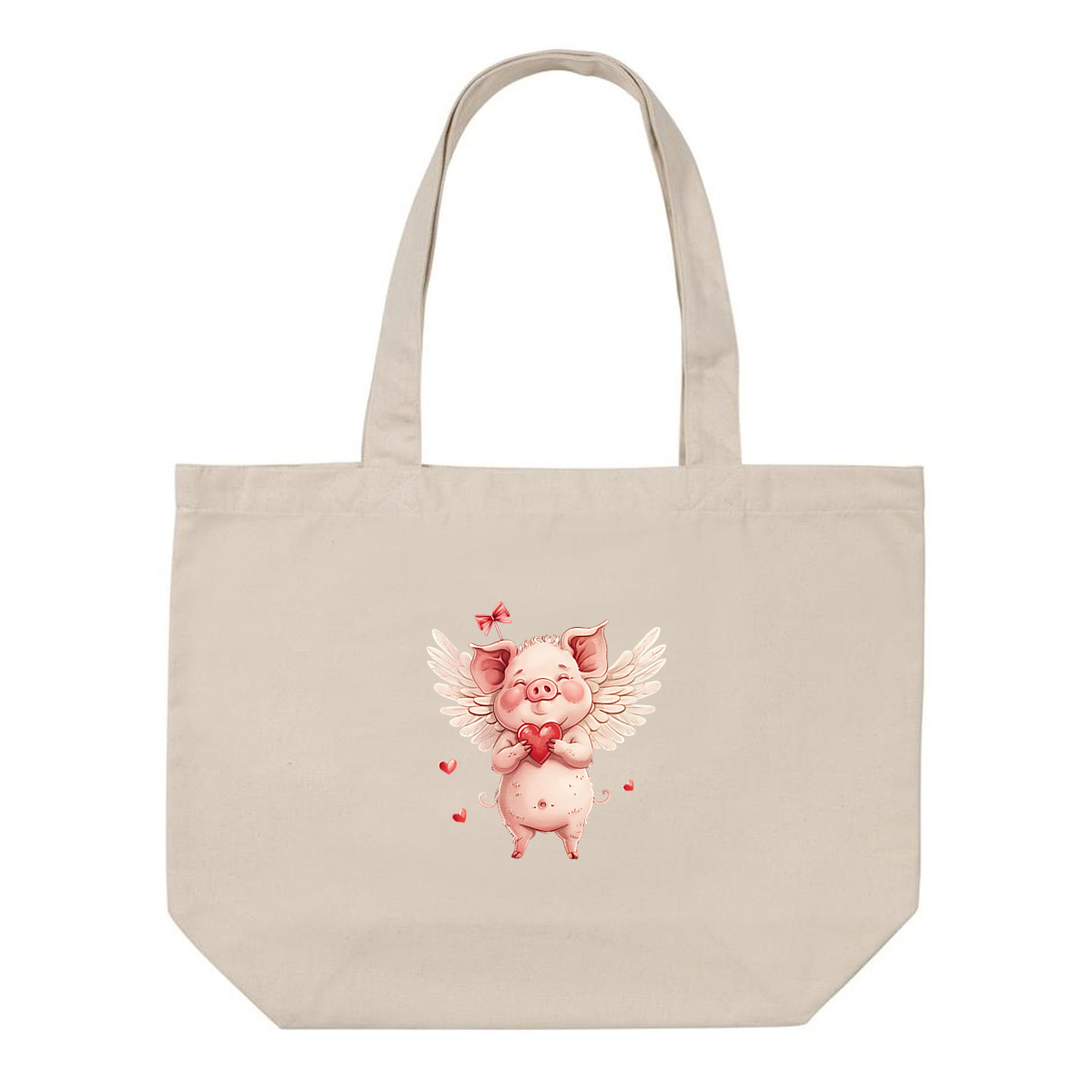 Image front Shopping bag mignon cochon amoureux : Faites le plein de tendresse