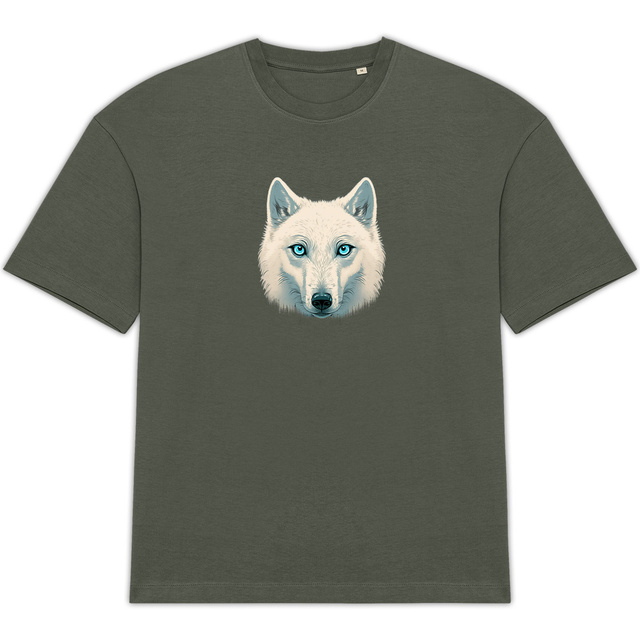 Image back T -shirt Unisexe Oversized loup blanc