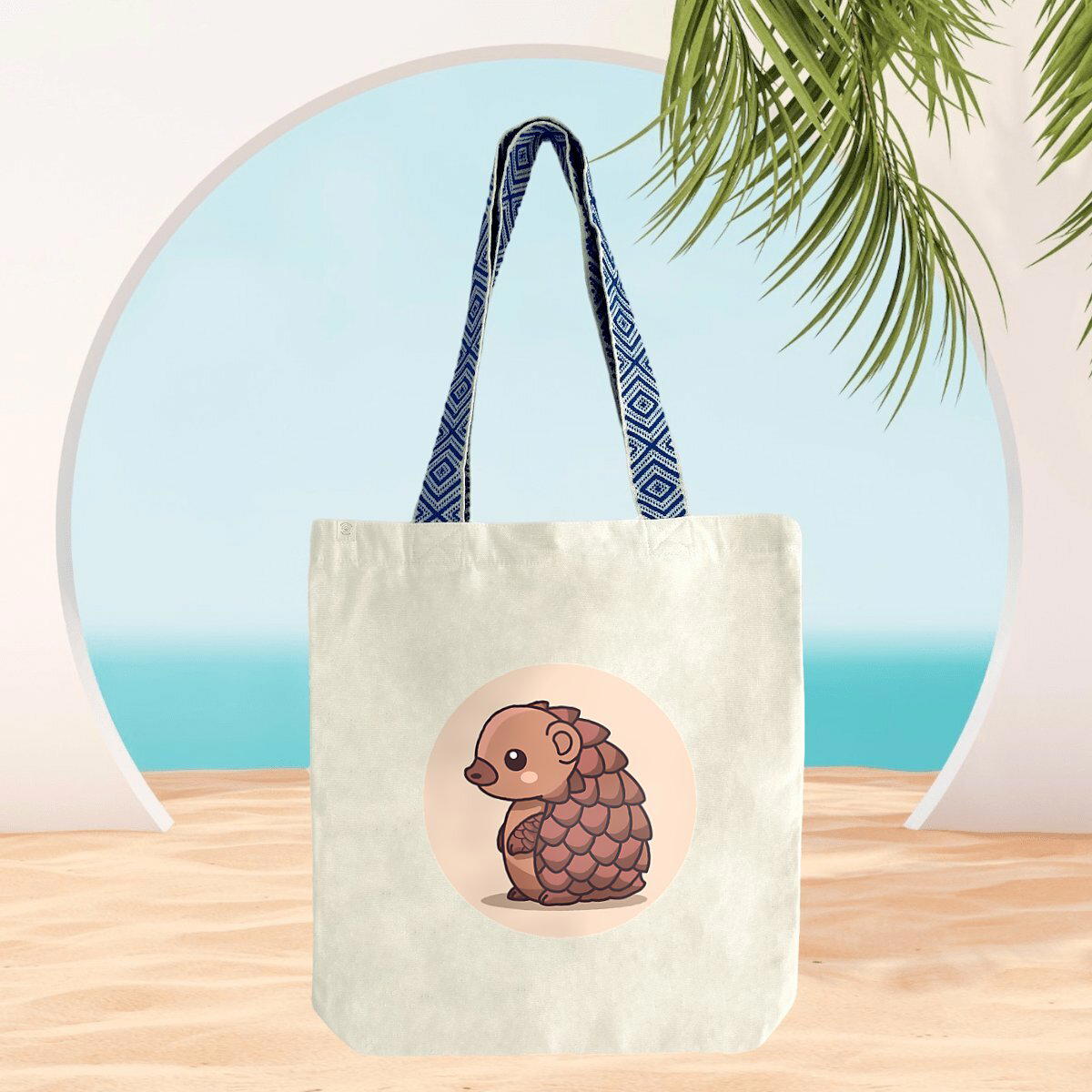 Image front Totebag ethnique : Le pangolin mignon qui vous accompagne
