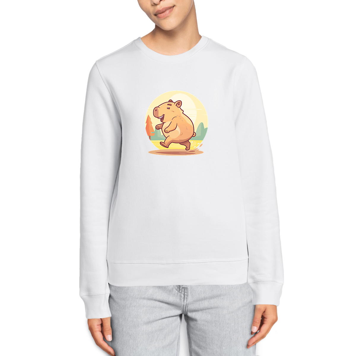 Image front Sweat-shirt Léger Unisexe - Rejoignez le Capybara Running Club