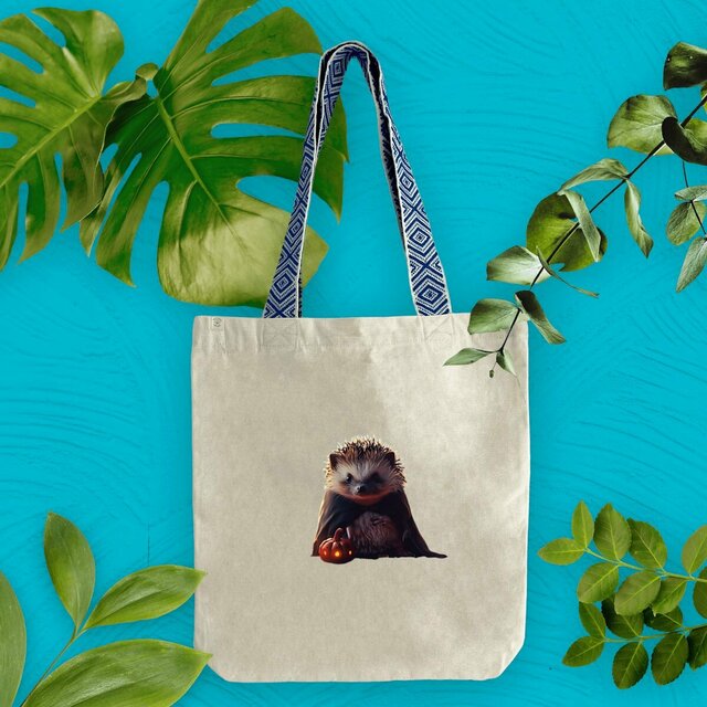 Image front Totebag ethnique Halloween hérisson