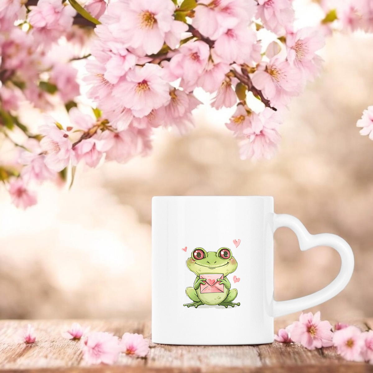 Image front Mug à anse en forme de coeur - Grenouille Amoureuse