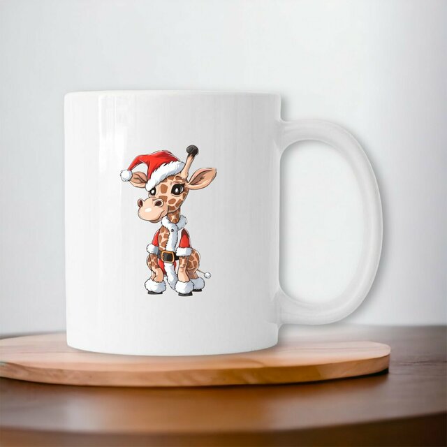 Image front Mug céramique girafe mignon père noël - Un cadeau festif