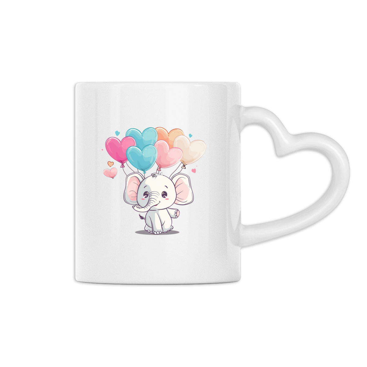 Image back Mug à anse en forme de coeur - Élégance Amoureuse avec Éléphants
