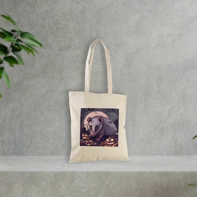Image front Totebag épais Opossum Bonbon Halloween