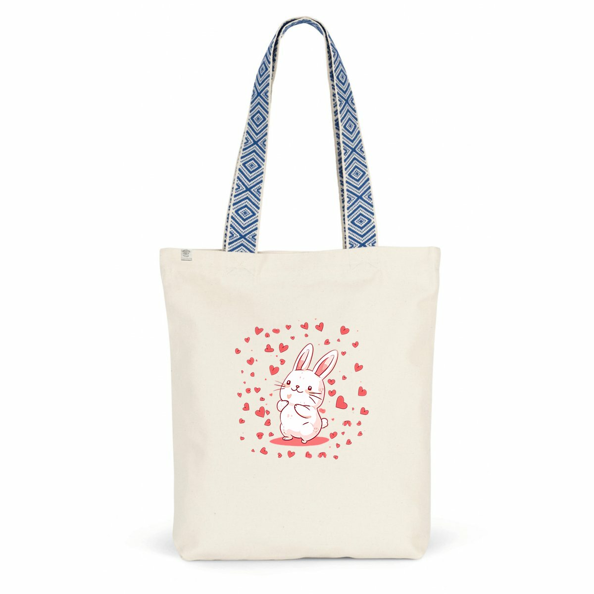Image front Totebag ethnique : Lapin amoureux pour la Saint-Valentin