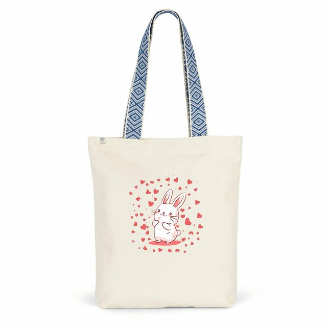Image front Totebag ethnique : Lapin amoureux pour la Saint-Valentin
