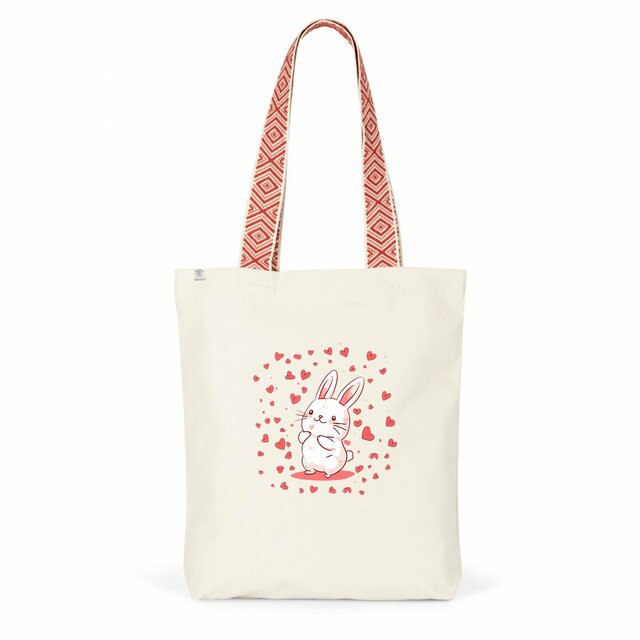 Image back Totebag ethnique : Lapin amoureux pour la Saint-Valentin