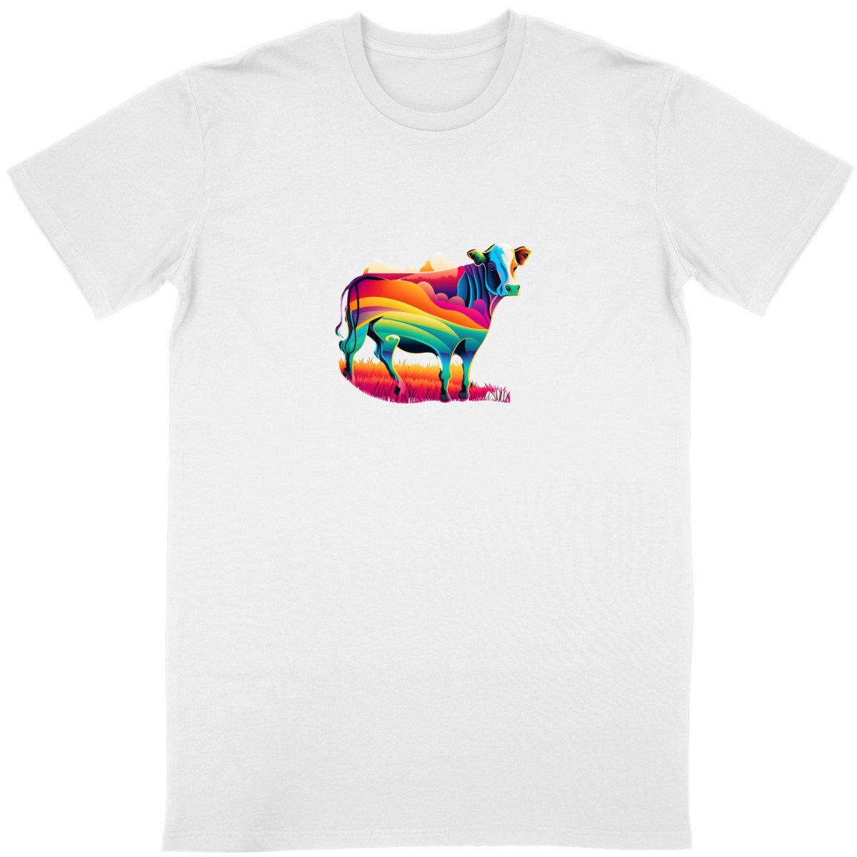Image front T-shirt unisexe classique vache arc-en-ciel