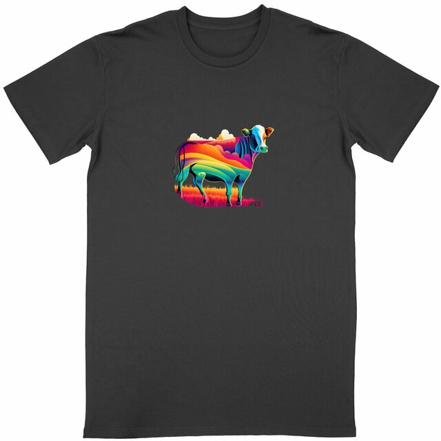 Image back T-shirt unisexe classique vache arc-en-ciel