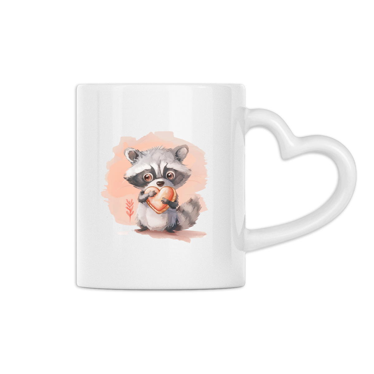 Image back Mug à anse en forme de coeur : Raton laveur amoureux pour la Saint-Valentin