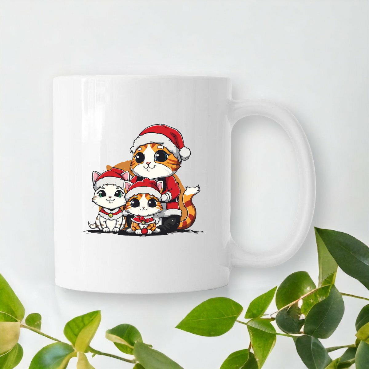 Image front Mug céramique Famille de Chats Père Noël : Un Noël Enchanté