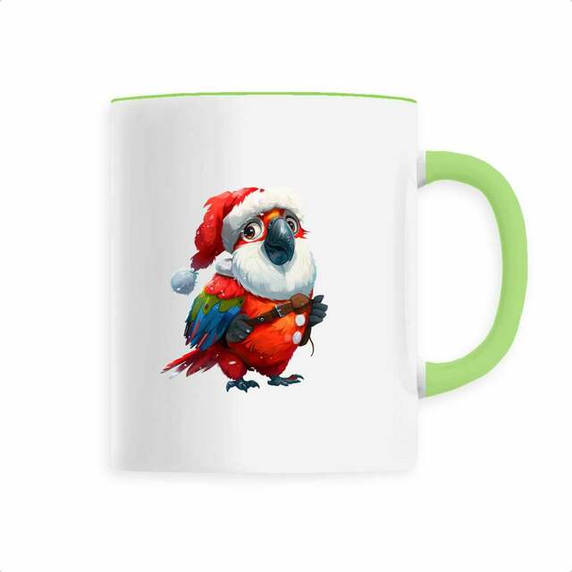 Image front Mug céramique perroquet mignon père noël - Un Noël coloré