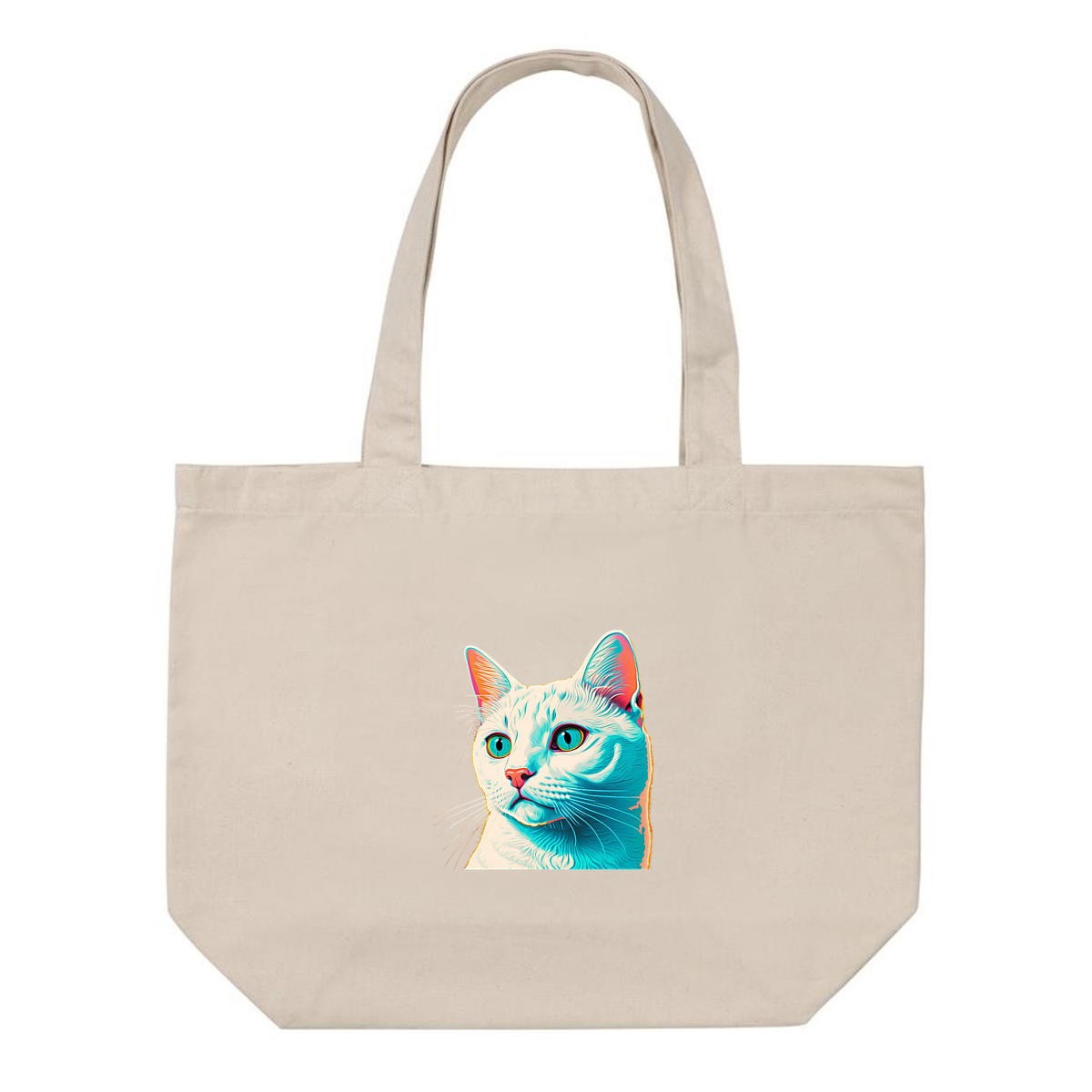 Image front Shopping bag chat blanc