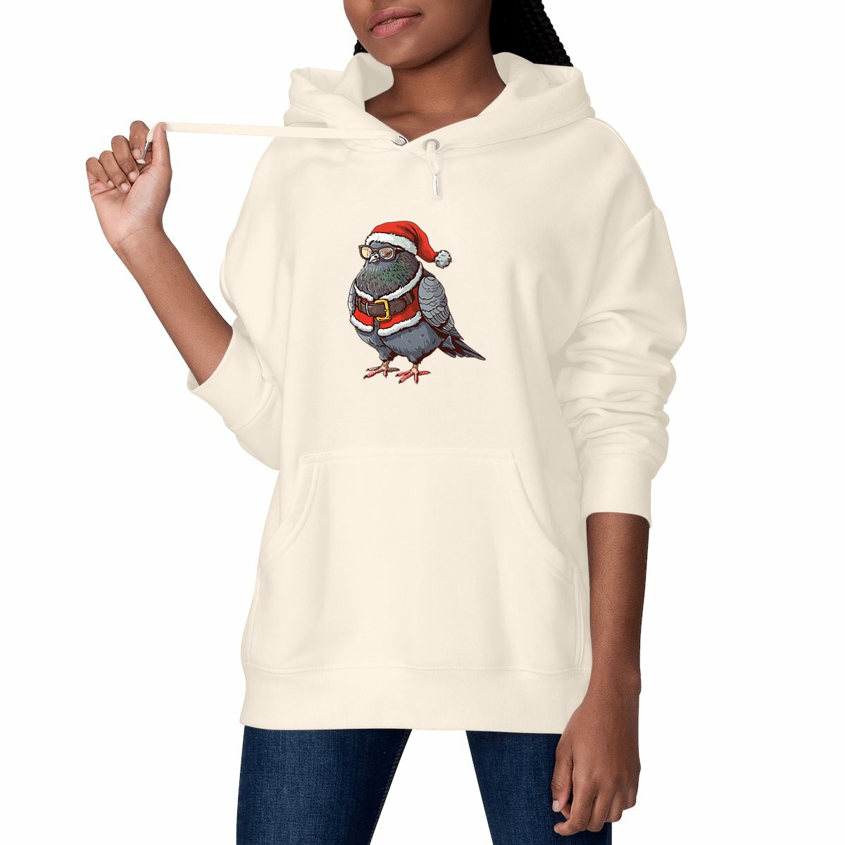Image front Sweat à capuche Epais Unisexe Pigeon Père Noël