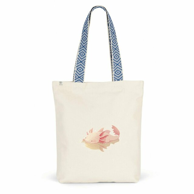 Image back Totebag ethnique Axolotl mignon - Un sac tendance et unique