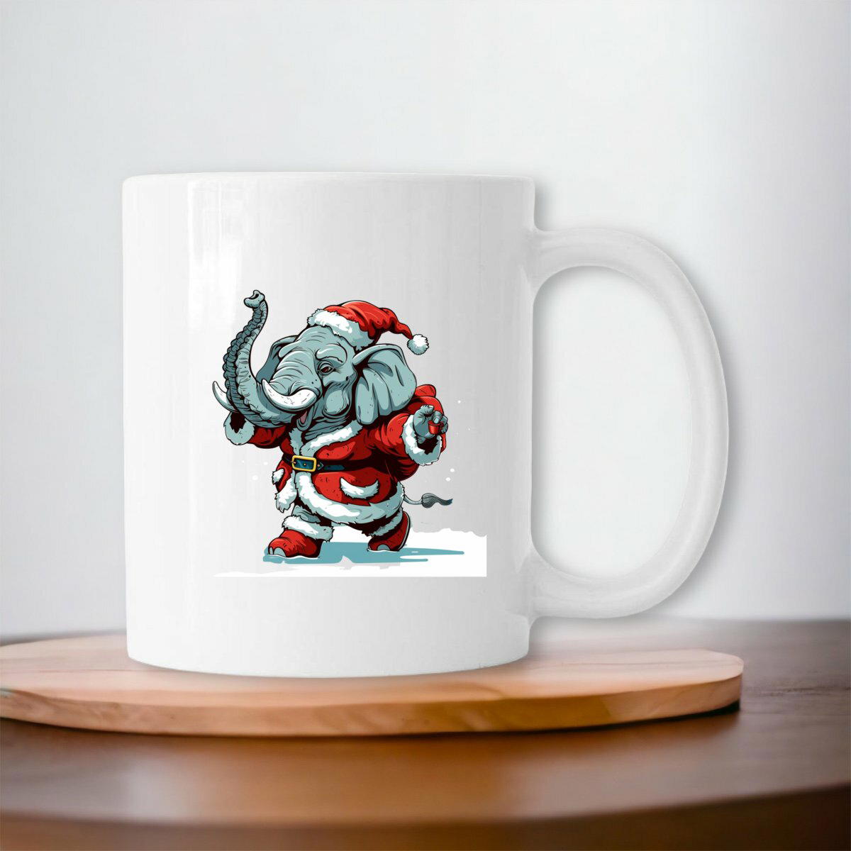 Image front Mug céramique : Élégant éléphant en Père Noël