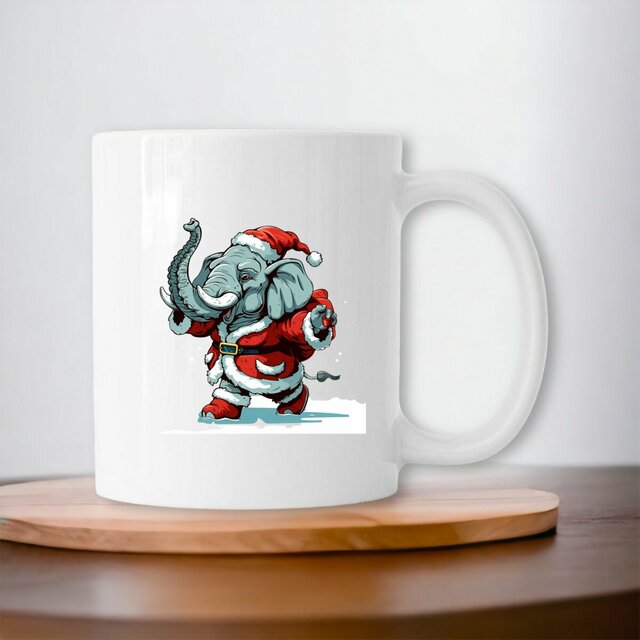 Image front Mug céramique : Élégant éléphant en Père Noël