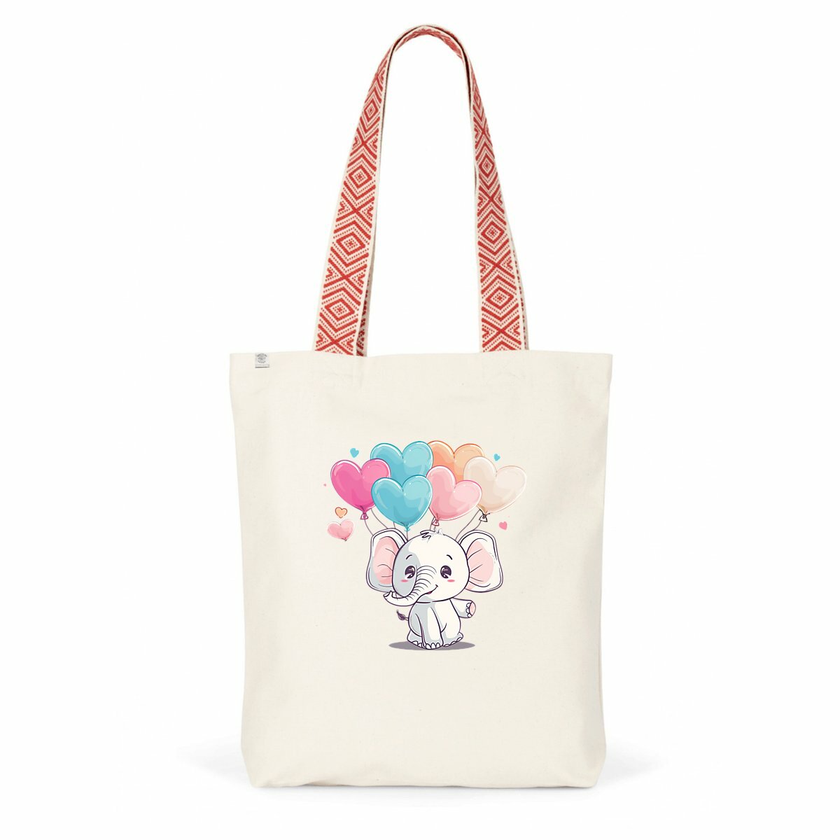 Image back Totebag ethnique : Élégance d'un éléphant amoureux