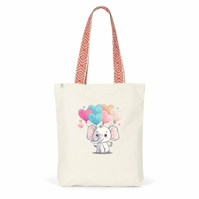 Image back Totebag ethnique : Élégance d'un éléphant amoureux