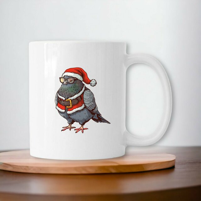 Image front Mug céramique Pigeon de Noël : Un Noël Enchanté